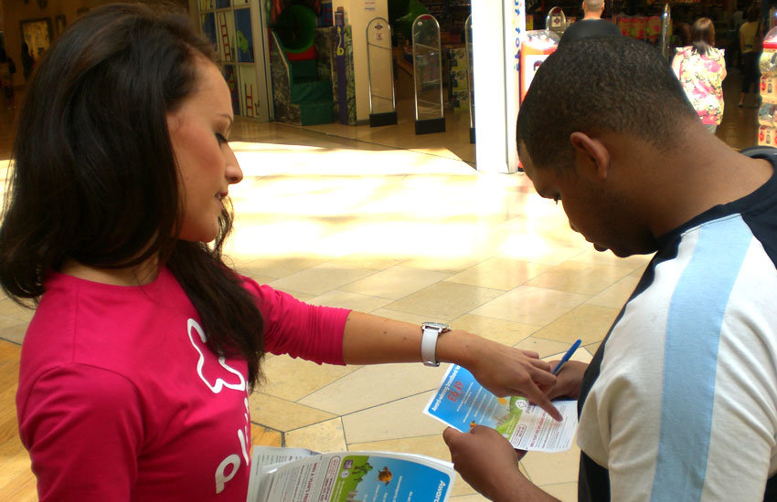 iMP staff collecting data for Plusnet in shopping centres.