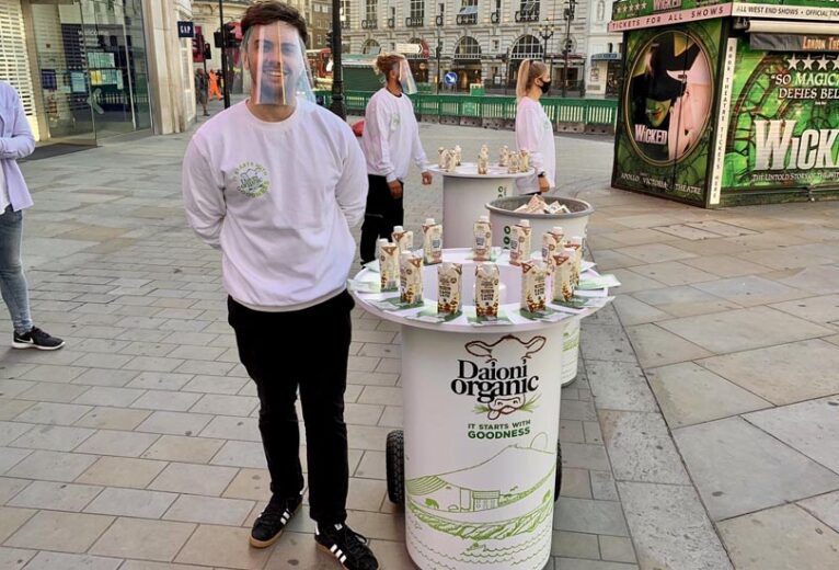 Product sampling staff in London for Daioni iced coffee