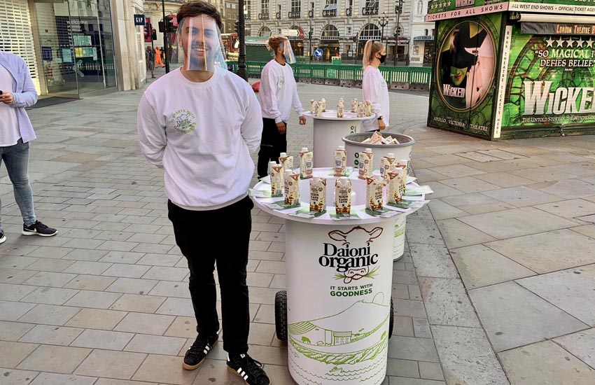 Product sampling staff in London for Daioni iced coffee