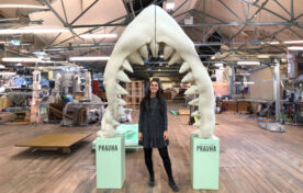 Giant shark jaw promoting Pravha beer for experiential campaign