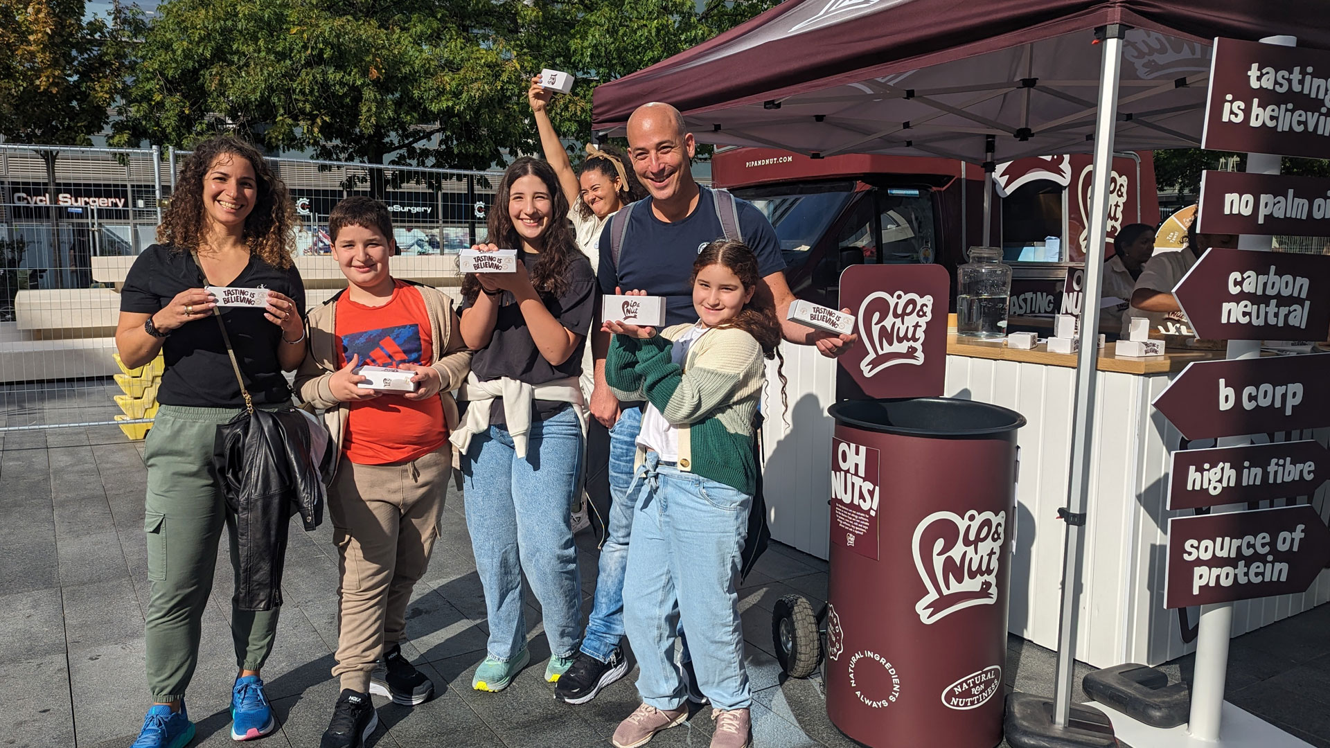 Consumers taking the Pip & Nut sampling taste test