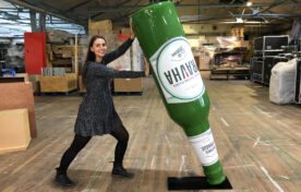 Giant custom beer bottle model for brand installation