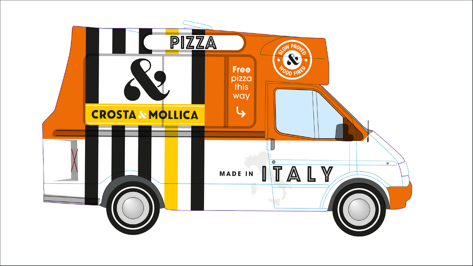 Pizza sampling van design