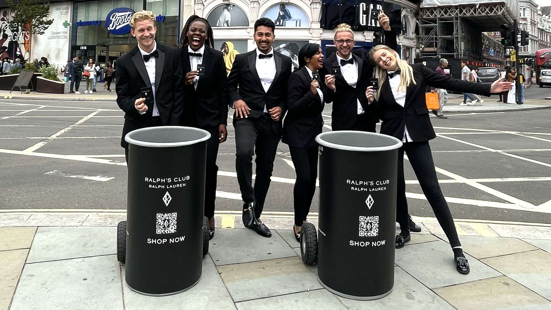 Fragrance sampling using Ralph Lauren branded sampling bins