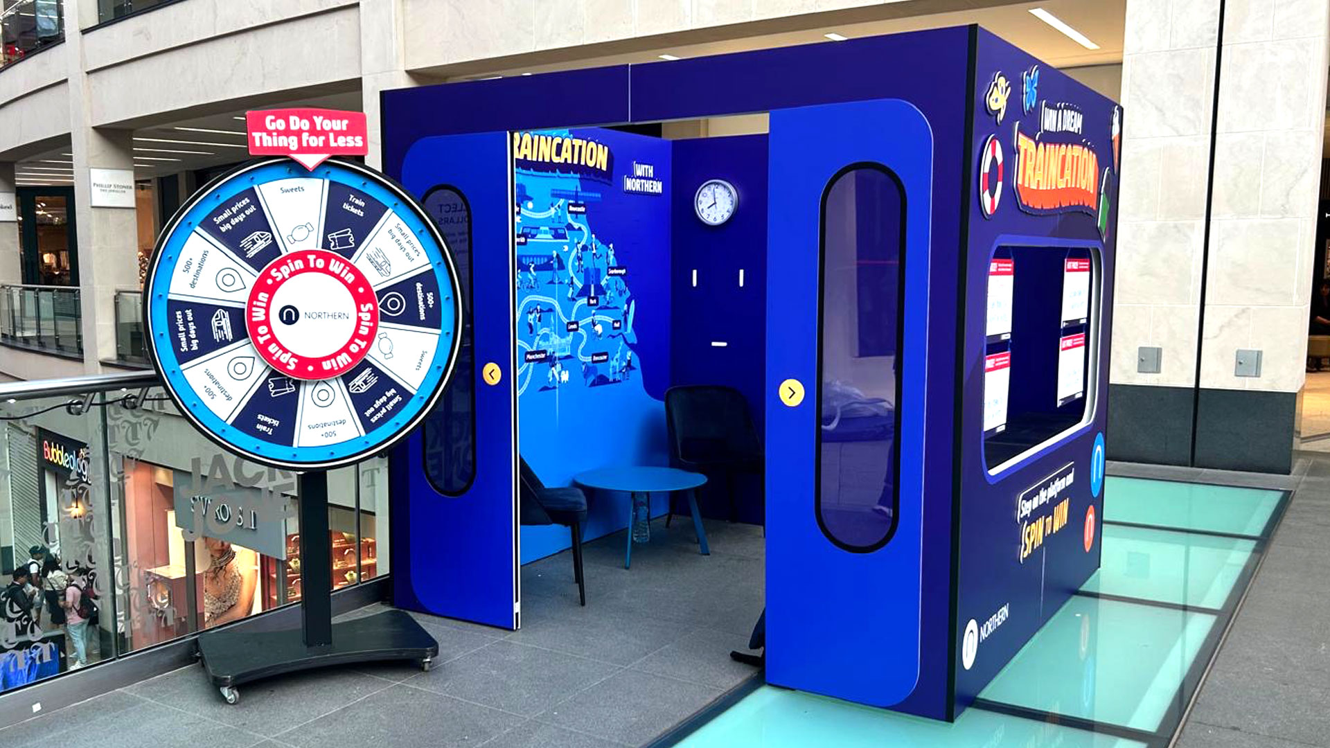 Traincation brand activation ticket office and spin the wheel asset
