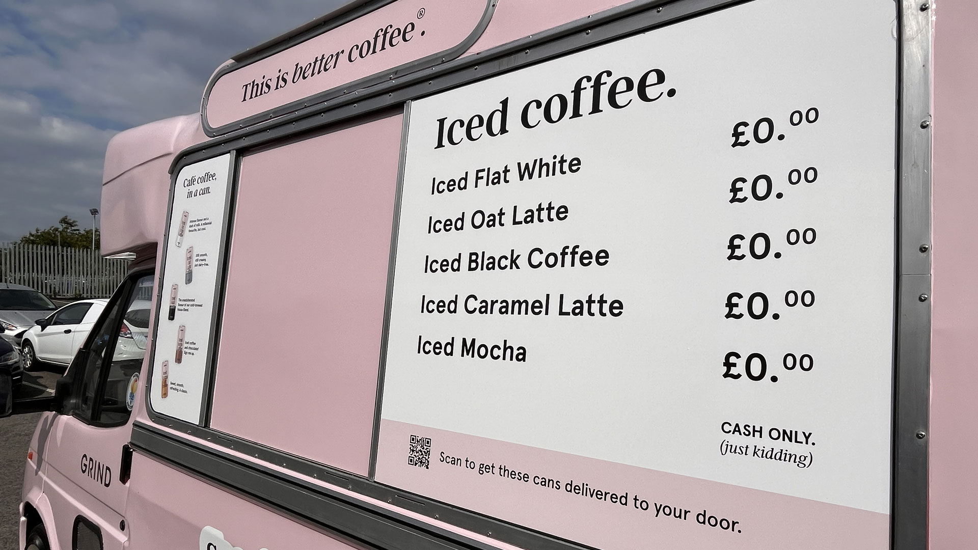 Grind iced coffee sampling menu