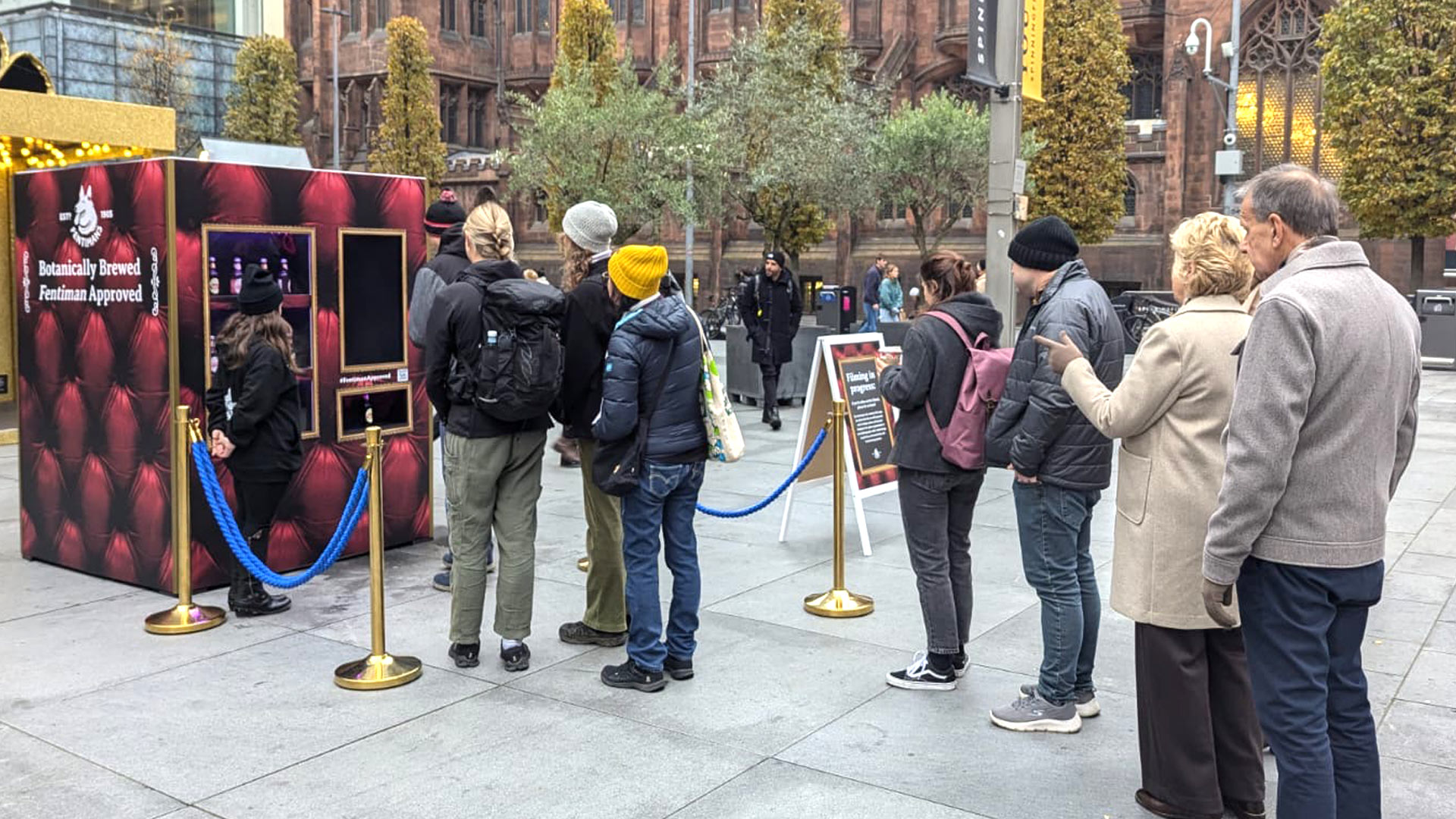 People queing at brand activation event for Fentimans