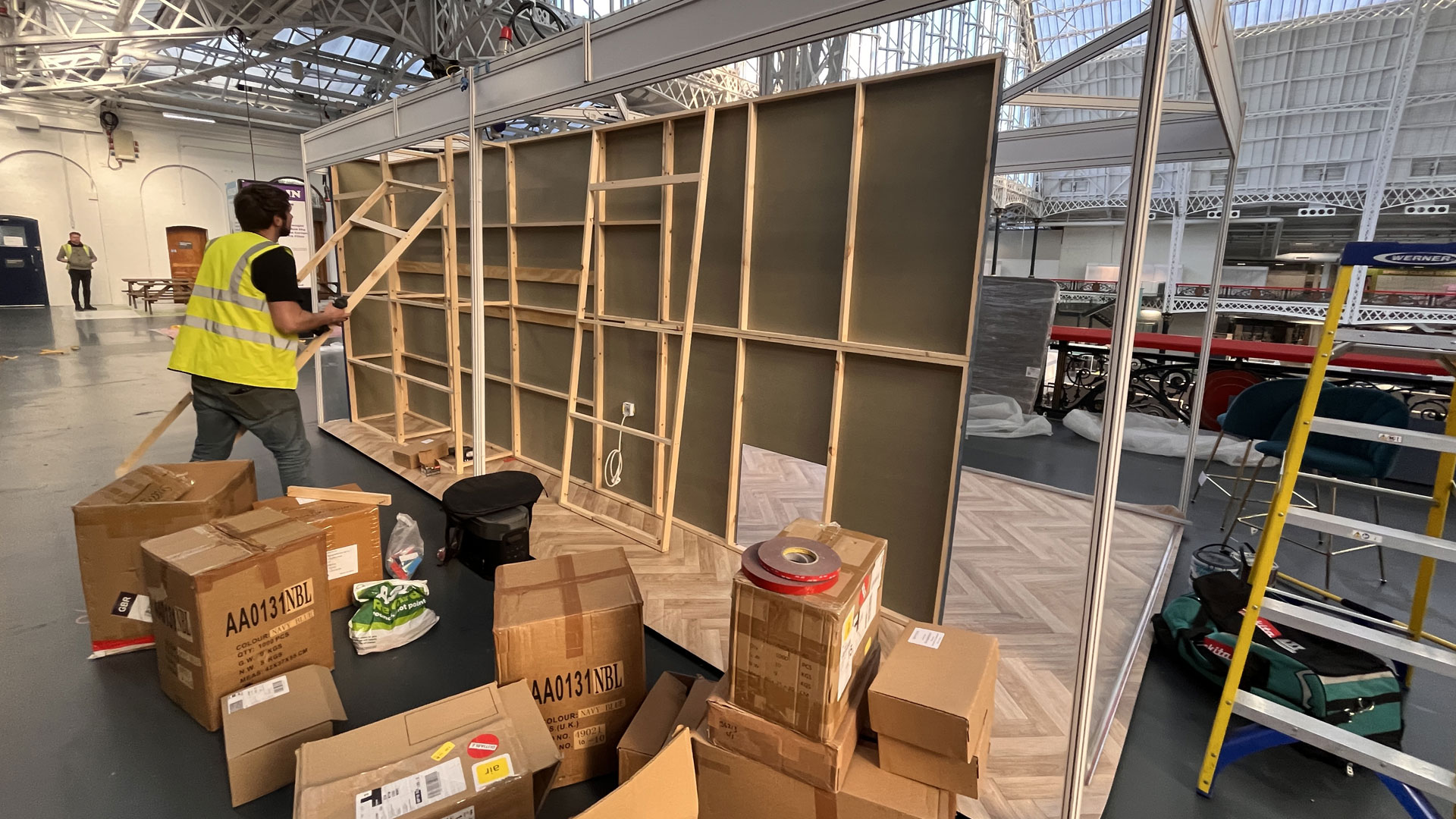 Event stand build for Snuggledown at Olympia