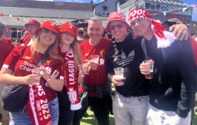 Liverpool FC fans at The Sandon pub in Liverpool