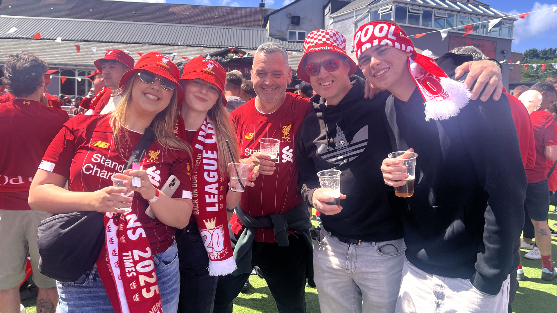 Liverpool FC fans at The Sandon pub in Liverpool
