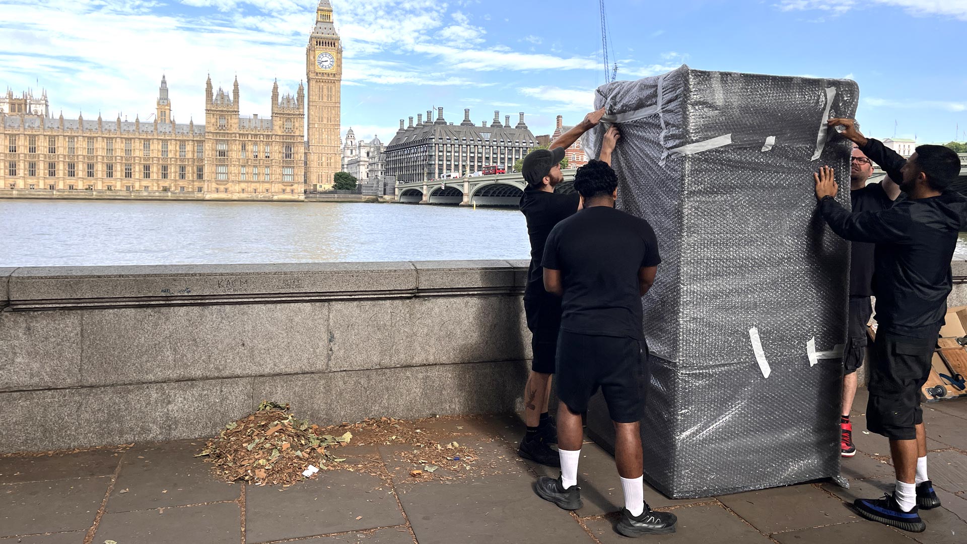 Installation of the Life360 Swear Therapy booth in London