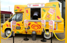 Our ice cream sampling van wrapped in Haribo and Walls branding