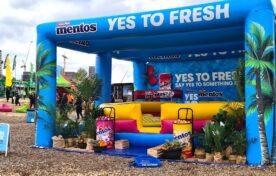 Barcode Festival daytime view of Mentos ‘Yes To Fresh’ inflatable activation