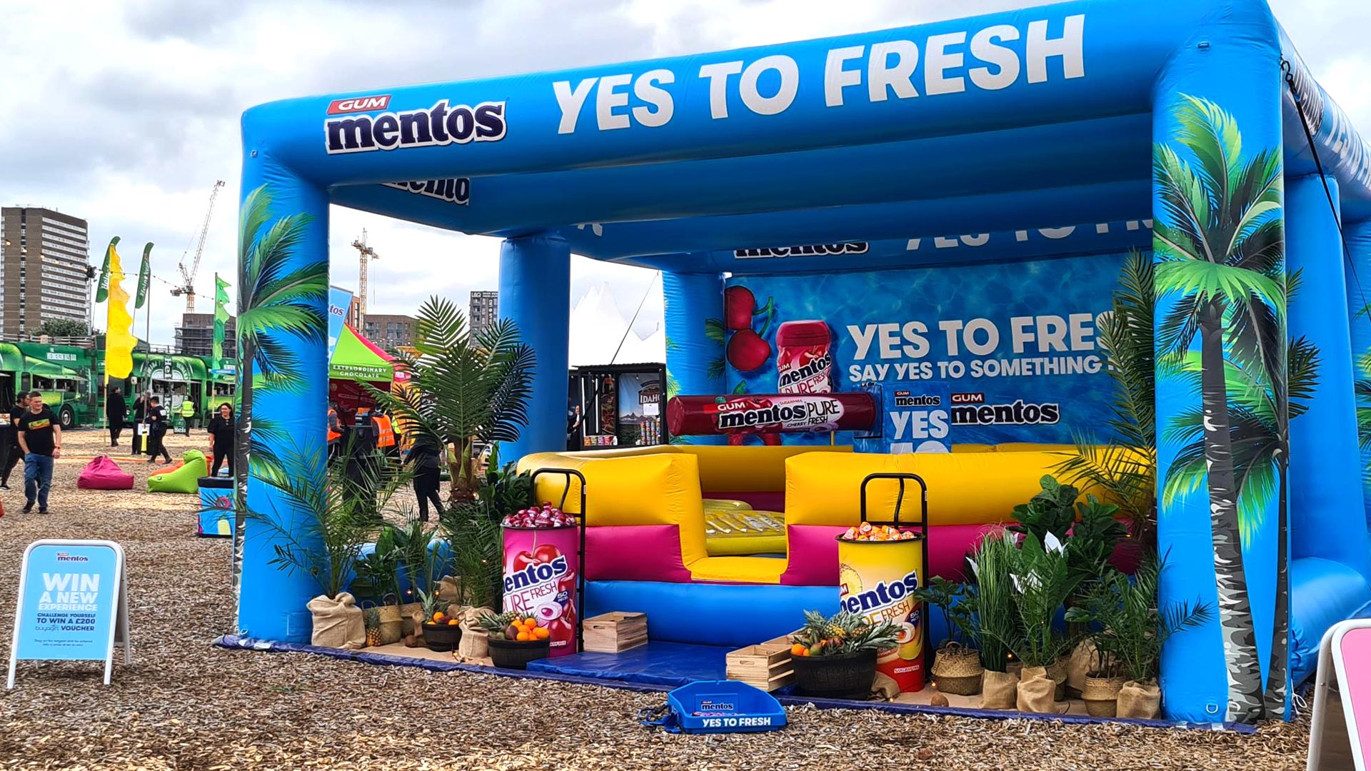Barcode Festival daytime view of Mentos ‘Yes To Fresh’ inflatable activation
