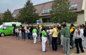 Crocs student tour pop-up event queues at Bath Spa University