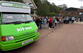 Huge queues for the Crocs promotional vehicle at Bath Spa Uni