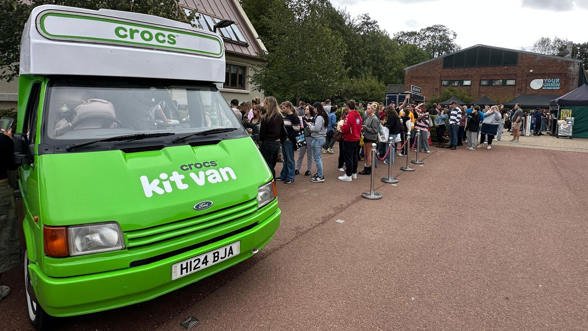 Huge queues for the Crocs promotional vehicle at Bath Spa Uni