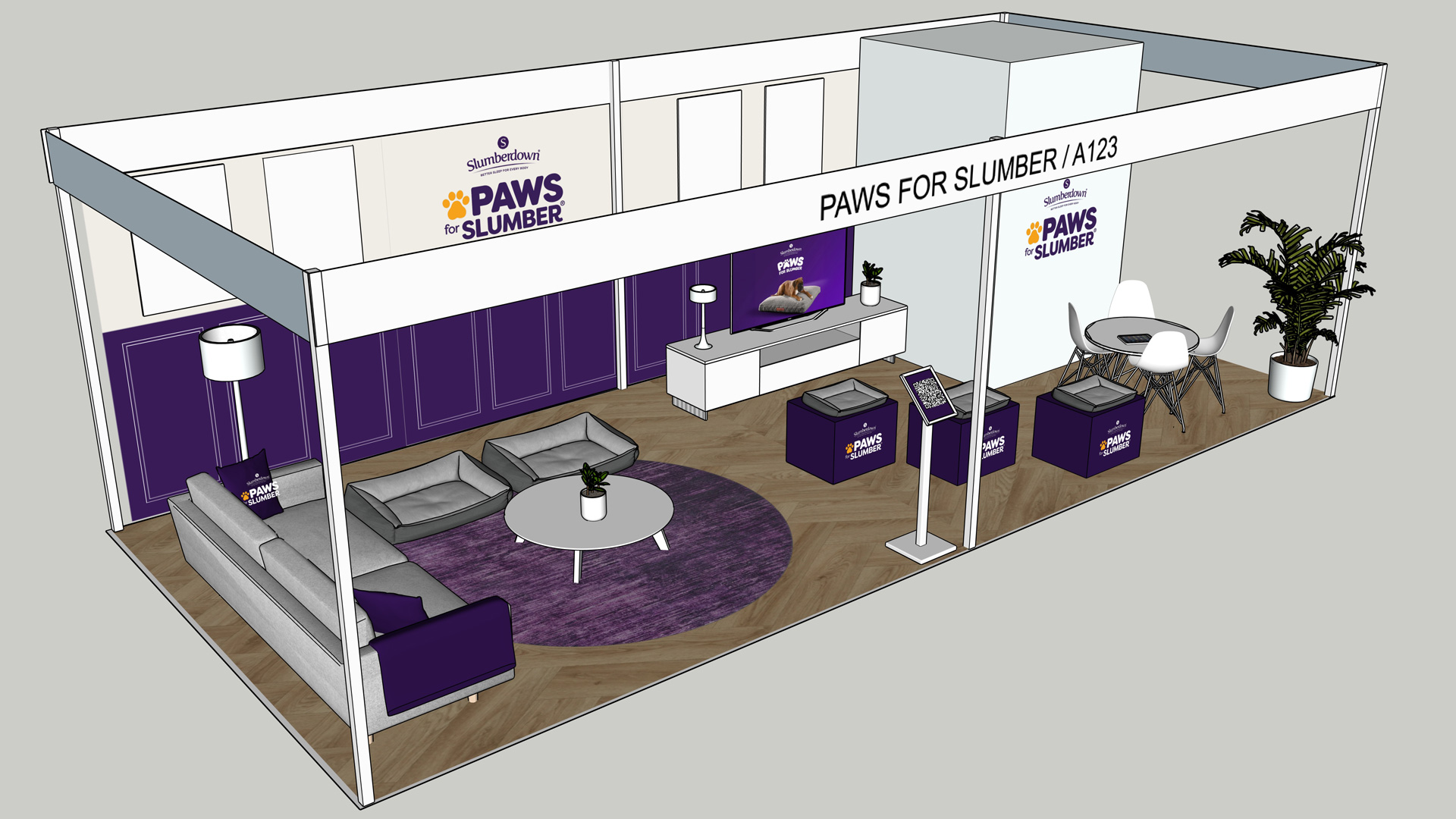 Retail shell scheme design and build for PAWS Slumberdown