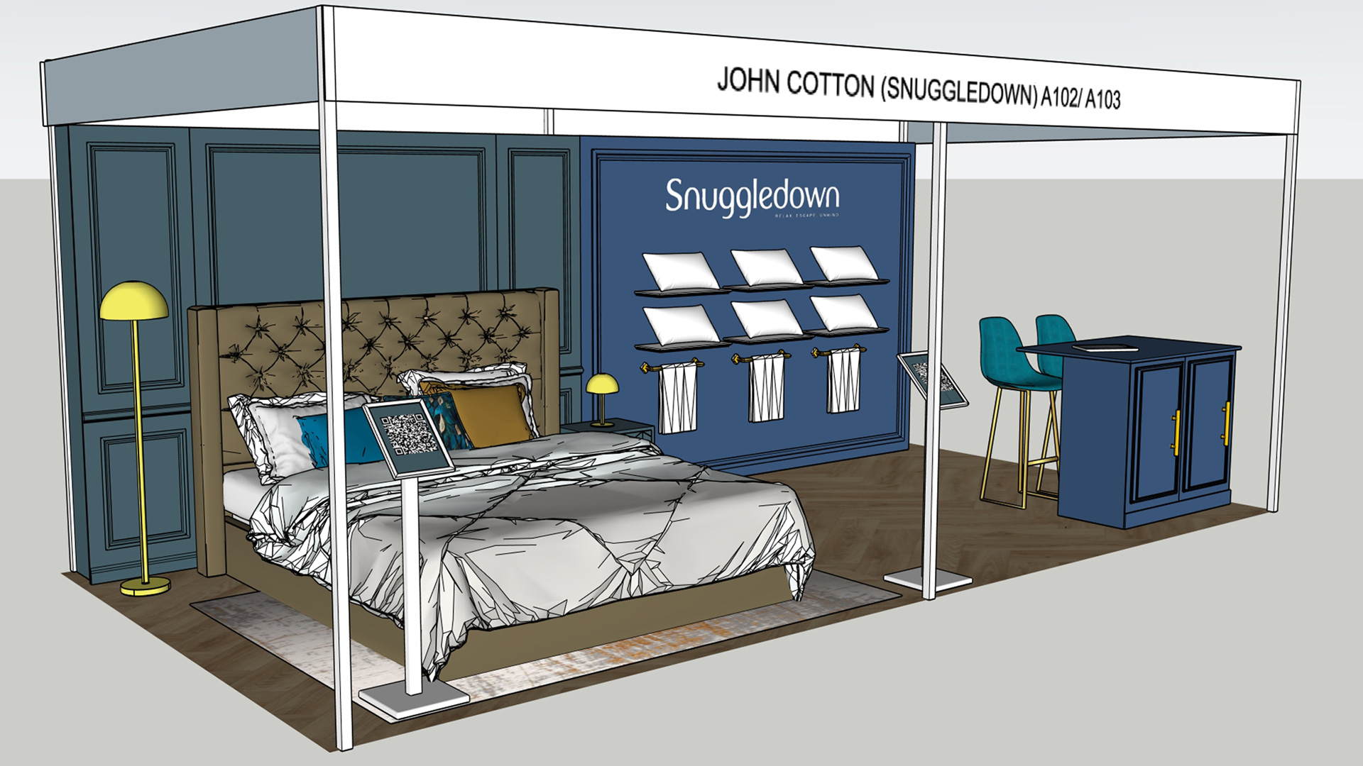 Shell scheme design for Snuggledown at Ideal Home Exhibition