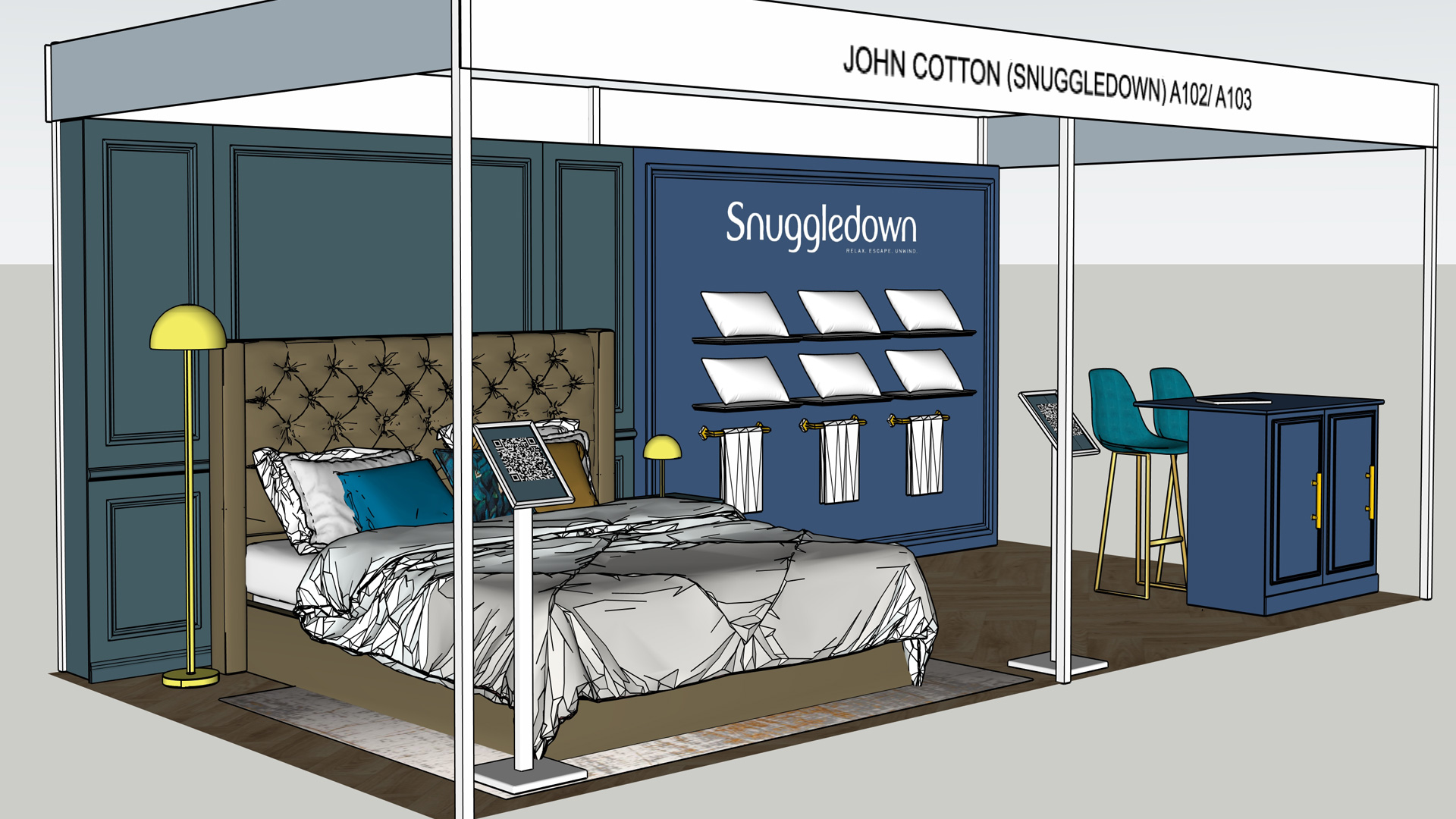 Snuggledown exhibition stand design by iMP Experiential