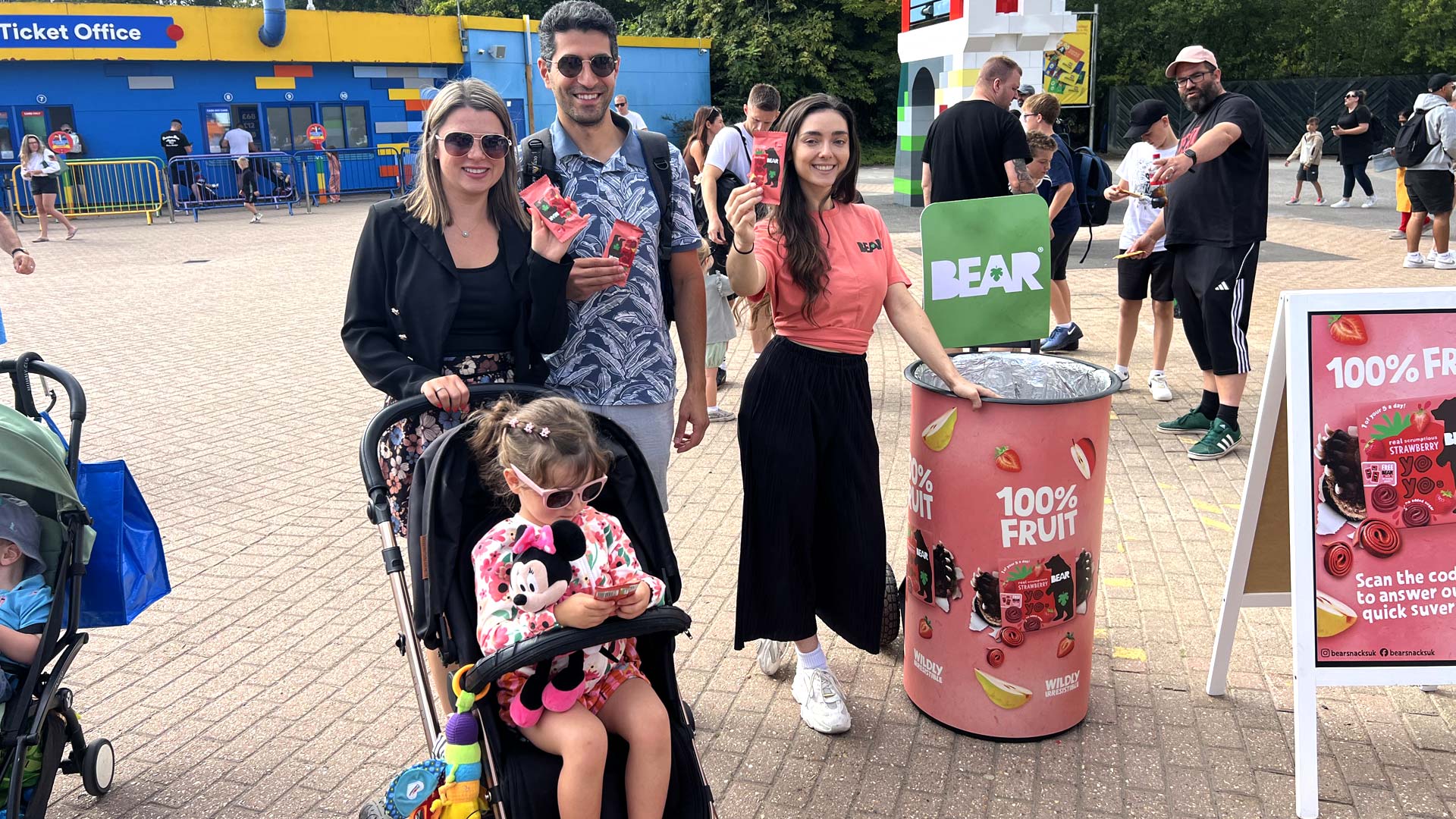 Family sampling at LEGOLAND for Bear Snacks