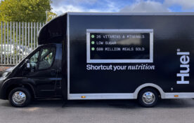 Huel student product sampling van on university campus