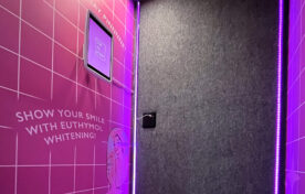 Inside the custom Euthymol Toothpaste selfie tooth-booth
