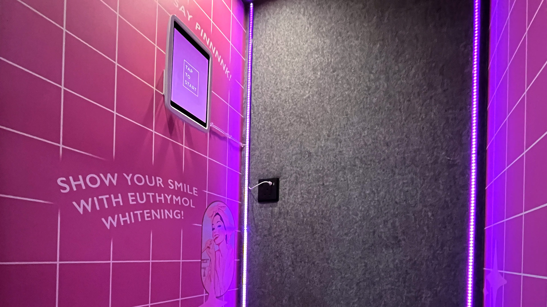 Inside the custom Euthymol Toothpaste selfie tooth-booth