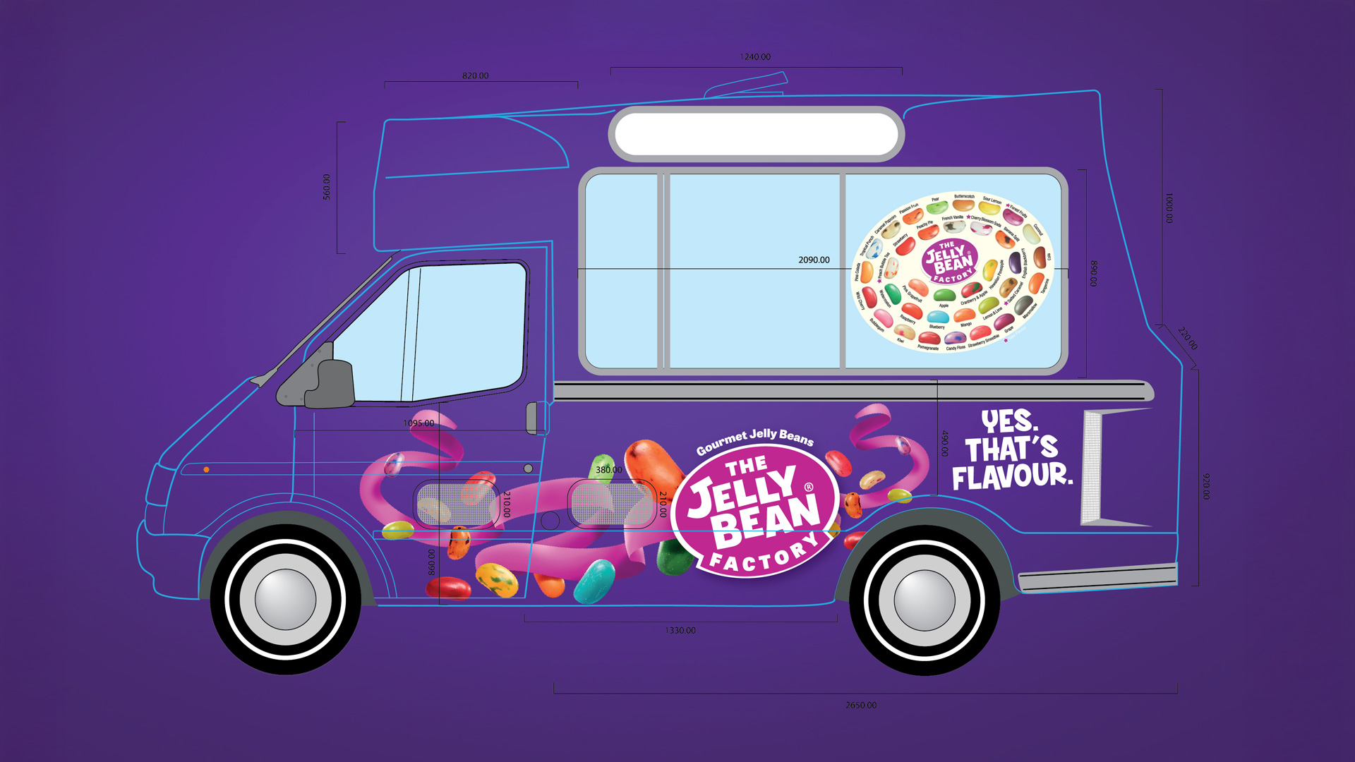 Jelly Bean Factory promo van wrap design