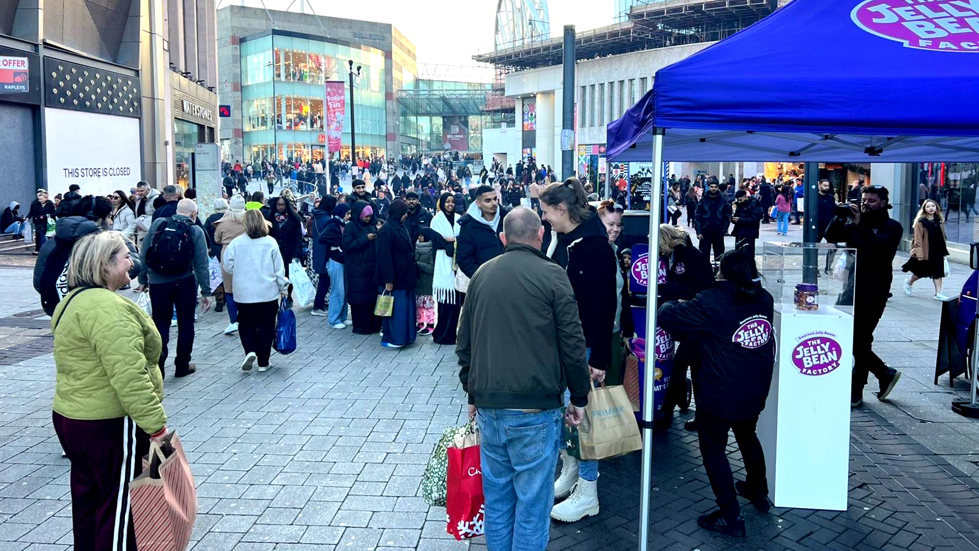 Jelly Bean Factory sampling in Birmingham City Centre