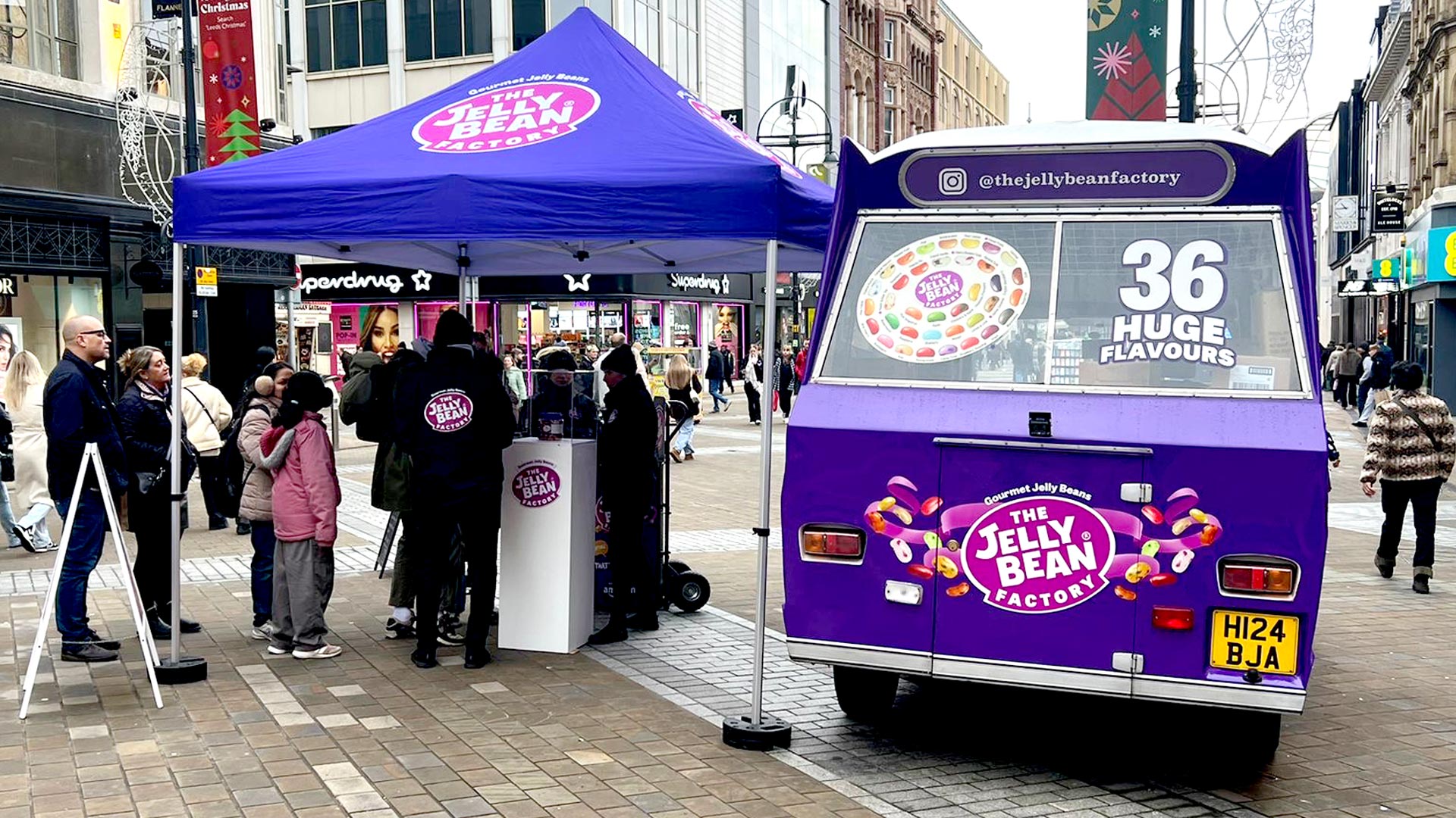 Jelly Bean Factory sampling in Leeds City Centre