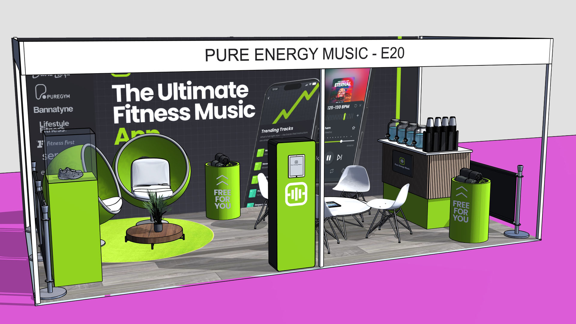 Pure Energy Music exhibition stand design and render