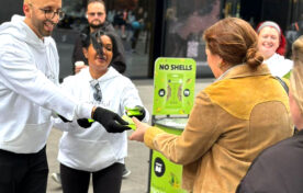 Hand to hand sampling on the streets of London for Wonderful Pistachios