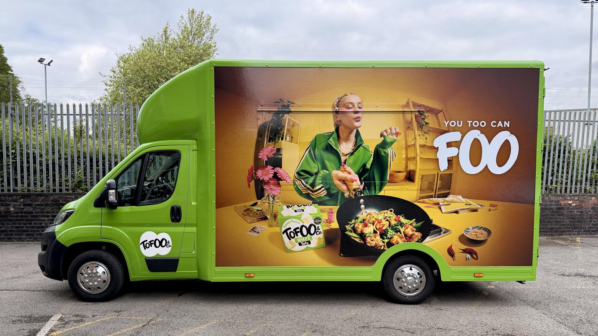 Promotional vehicle wrap for the Tofoo & Co brand
