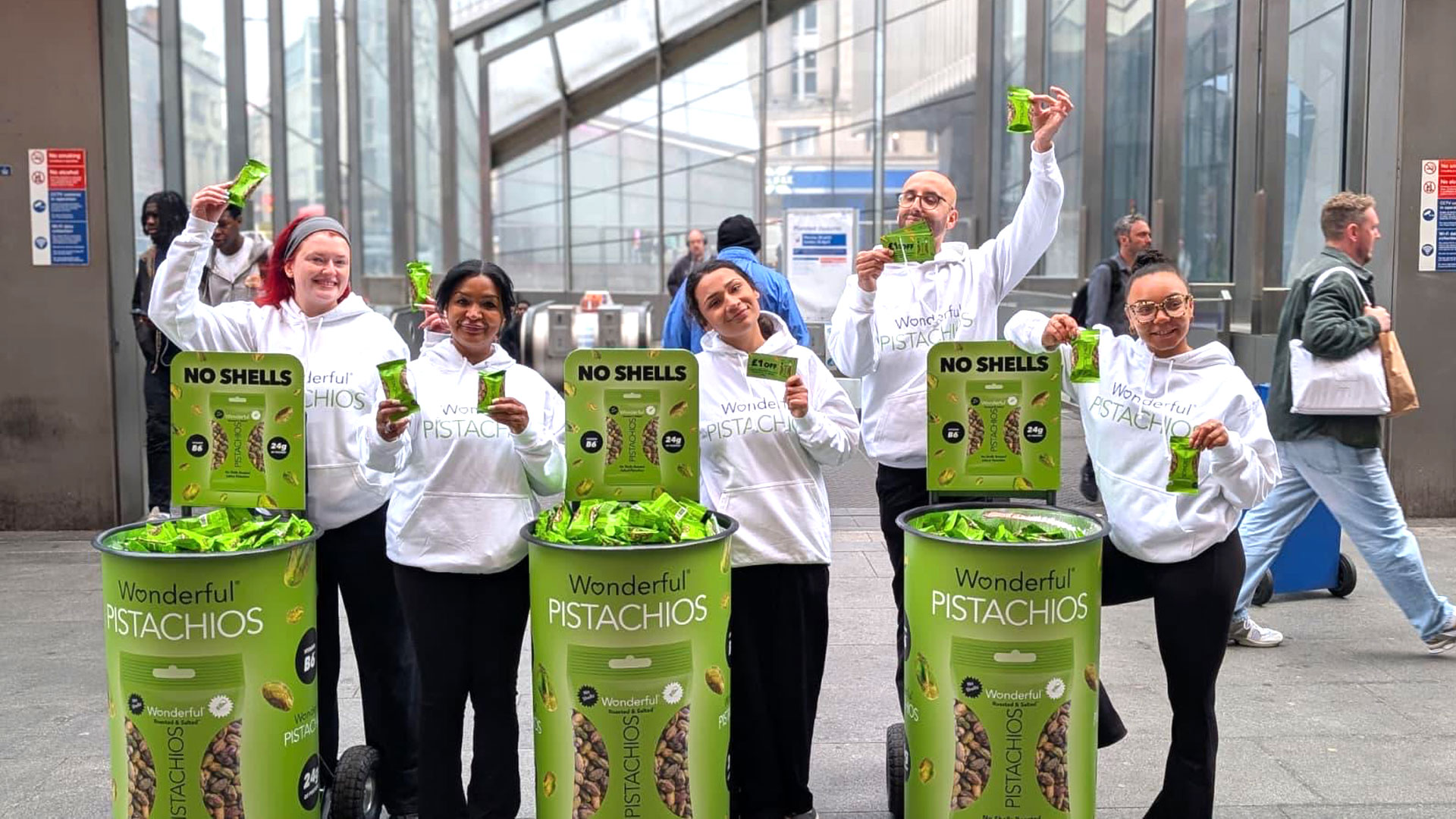 Street sampling to commuters in London for Wonderful Pistachios