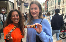 iMP sampling staff handing out free Mcvitie's Club Layers